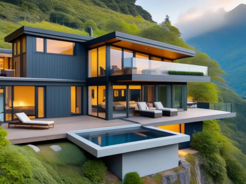 Residencia de lujo en montañas de Norteamérica Segunda residencia en Norteamérica: lujosa casa contemporánea en las montañas, rodeada de naturaleza y elegancia