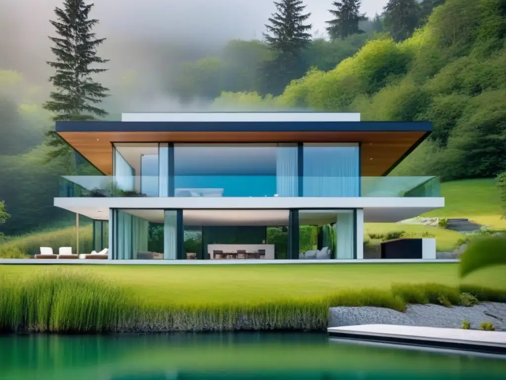 Residencia moderna de lujo junto al lago en América del Norte Segunda residencia Norteamérica personalizada con ventanales al lago y diseño moderno en armonía con la naturaleza