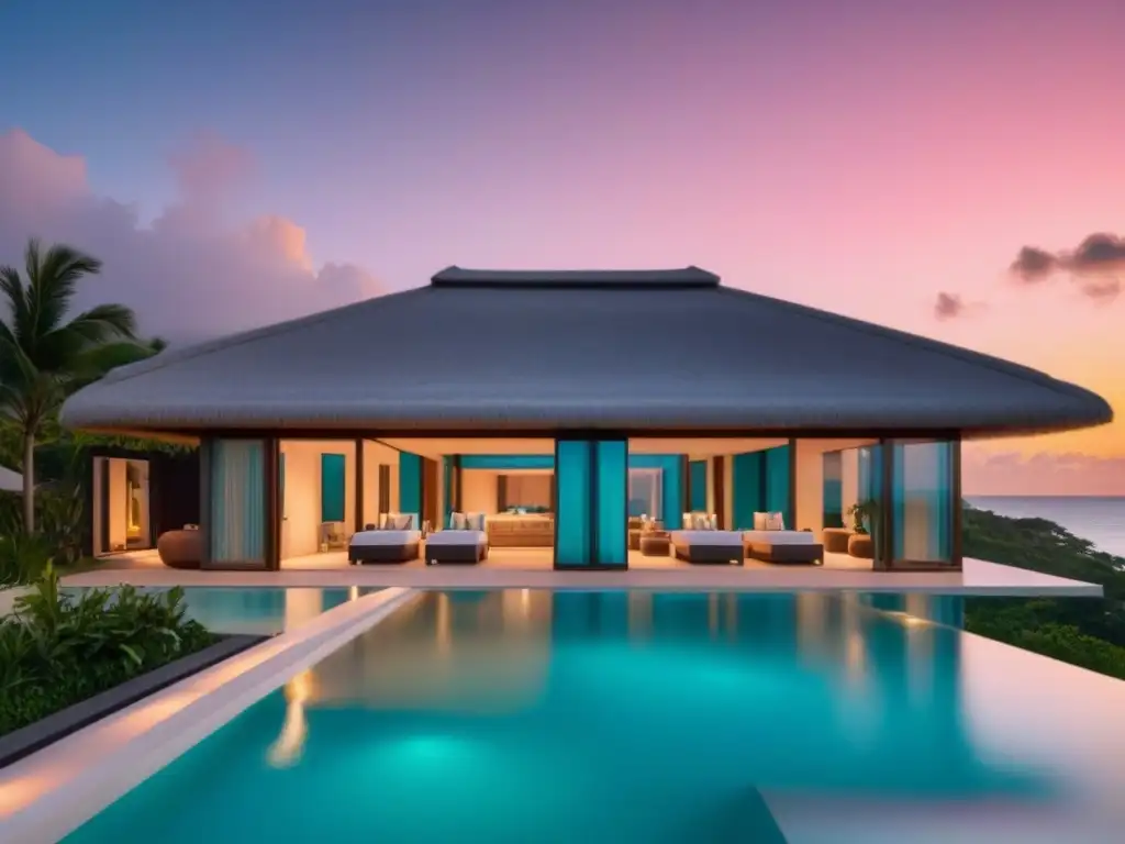 Villa de lujo en el Caribe: oasis moderno frente al mar Invierte en segundas residencias internacionales: lujosa villa en la playa caribeña, con aguas turquesas y arquitectura moderna
