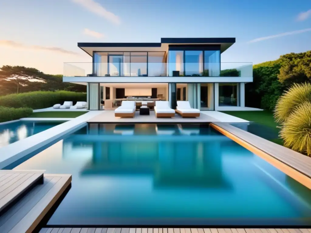 Villa de lujo en Hamptons: diseño moderno con vistas al mar Invertir en segundas residencias internacionales: Villa moderna en la playa de Hamptons con piscina infinita y vista al mar