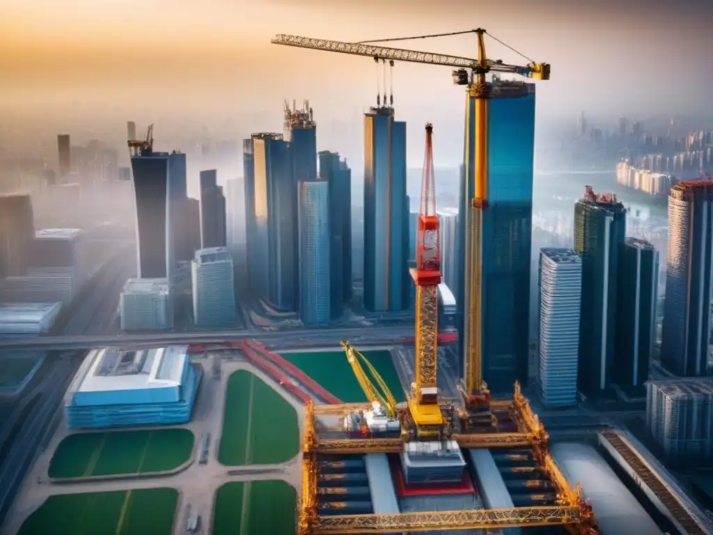Construcción segura de rascacielos en la ciudad Construcción segura de rascacielos en una ciudad vibrante