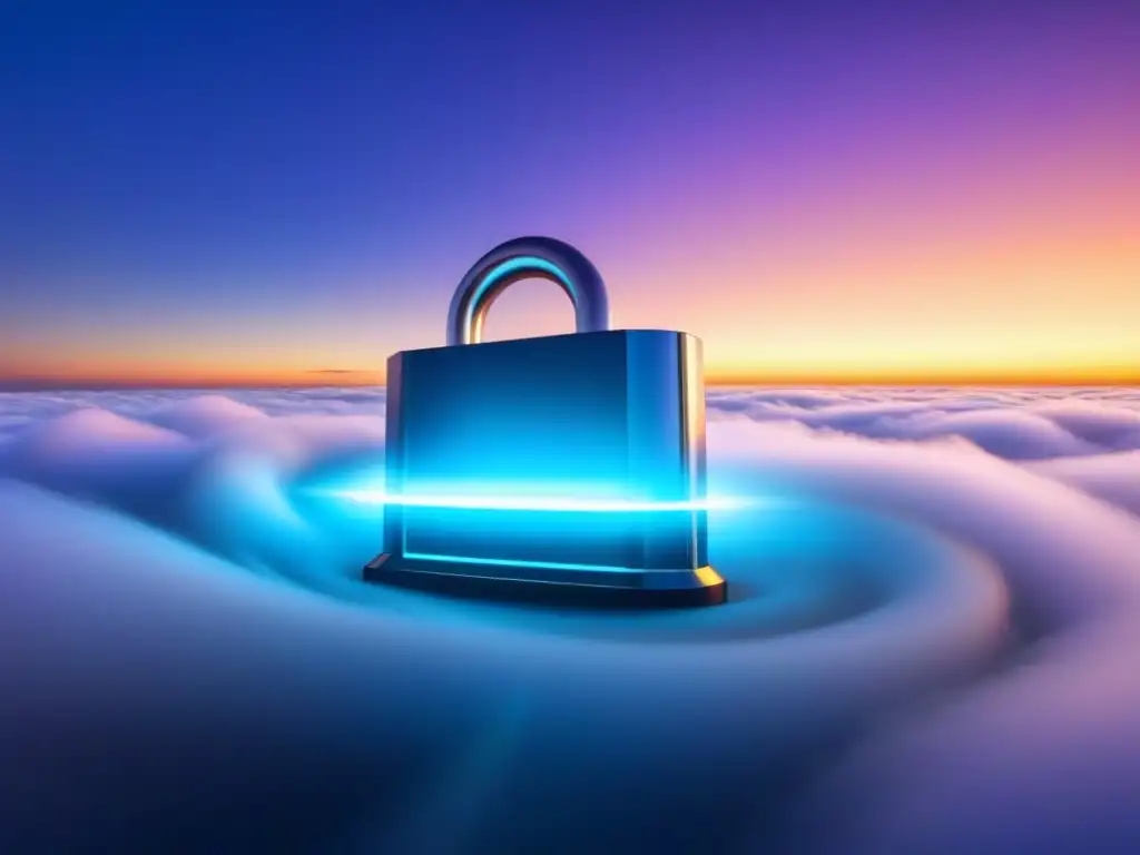 Protección de datos inmobiliarios: cerradura digital futurista Seguridad digital futurista en base datos inmobiliarios, con códigos binarios, protección datos mercado inmobiliario internacional