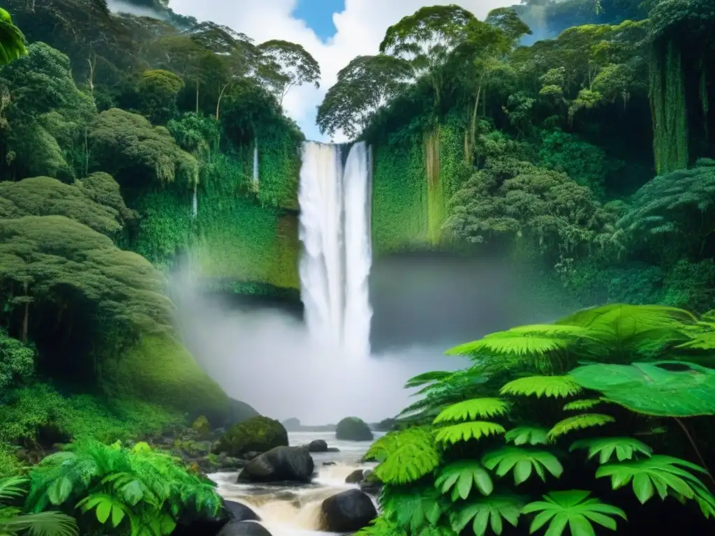 Paraíso verde: EcoLodge en la Amazonía Una selva exuberante en el corazón del Amazonas, con variedad de plantas y árboles vibrantes