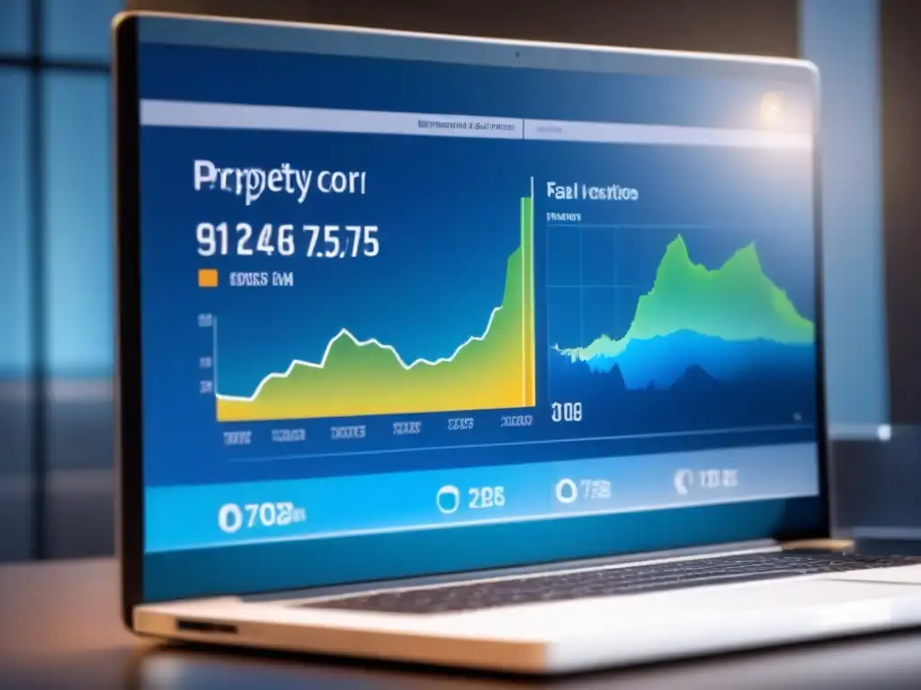 Interfaz futurista para gestión inmobiliaria Un sistema de gestión automatizado de inversión inmobiliaria, innovador y eficiente en azules y blancos