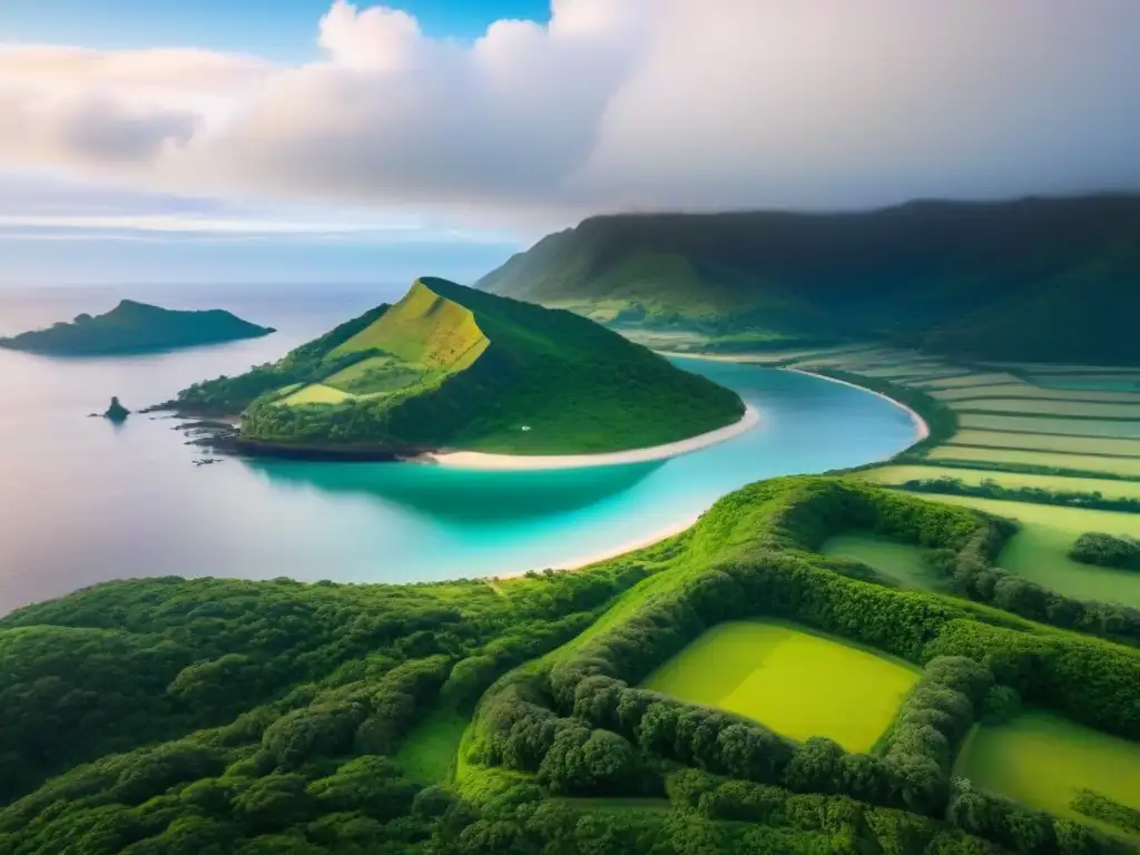 Dron innovador entrega en isla privada Un sistema de entrega con drones innovador y moderno sobre una isla privada, destacando soluciones de logística en un entorno pintoresco