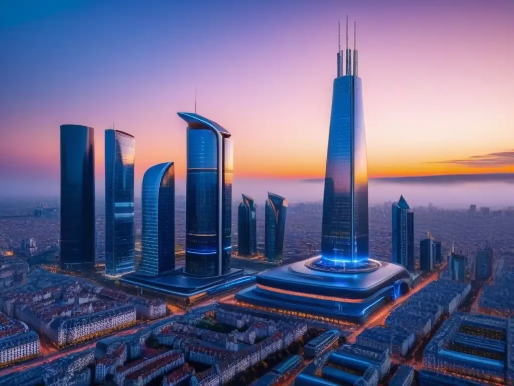 Horizonte futurista europeo postBrexit: inversión inmobiliaria próspera Skyline futurista europeo postBrexit con innovadoras inversiones inmobiliarias europeas post-Brexit