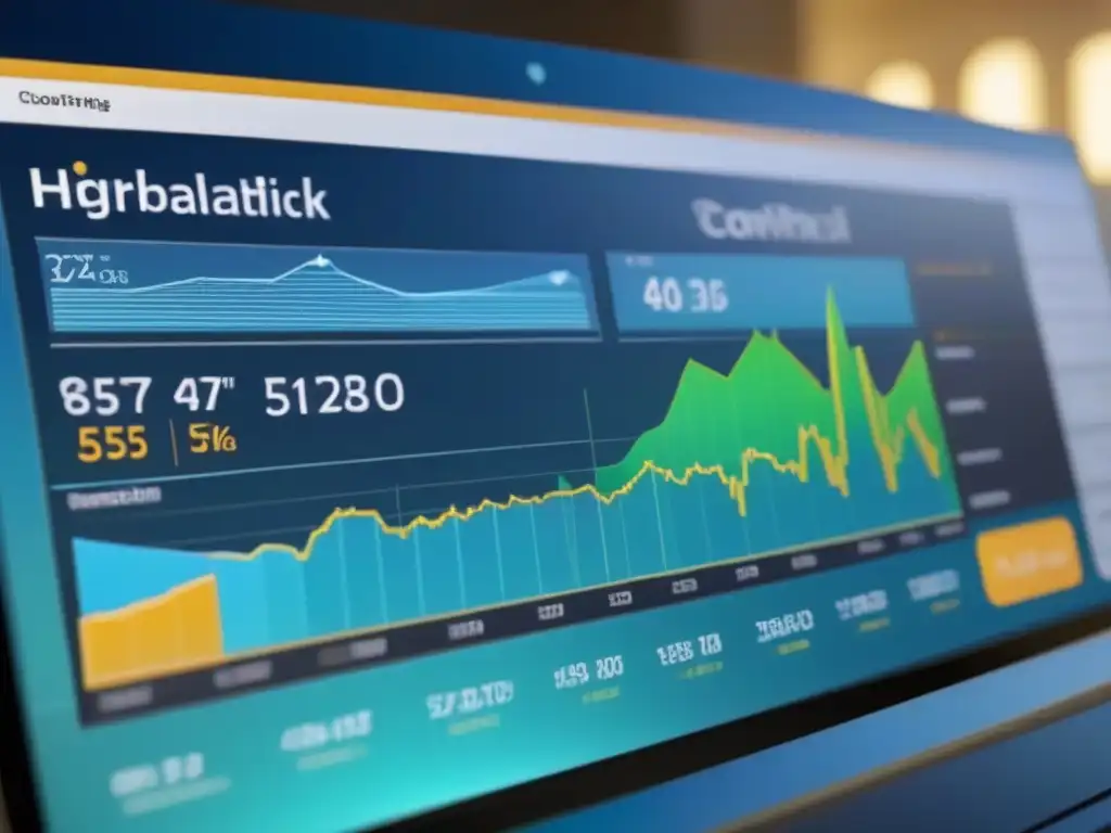 Panel digital futurista para análisis inmobiliario en 8k Una sofisticada herramienta analítica para inversionistas inmobiliarios, con gráficos detallados y diseño moderno