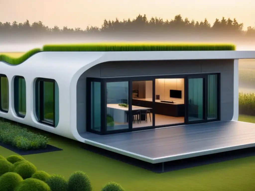 Construcción sostenible: Casa futurista impresa en 3D Impresión 3D para construcción sostenible de casa ecoamigable