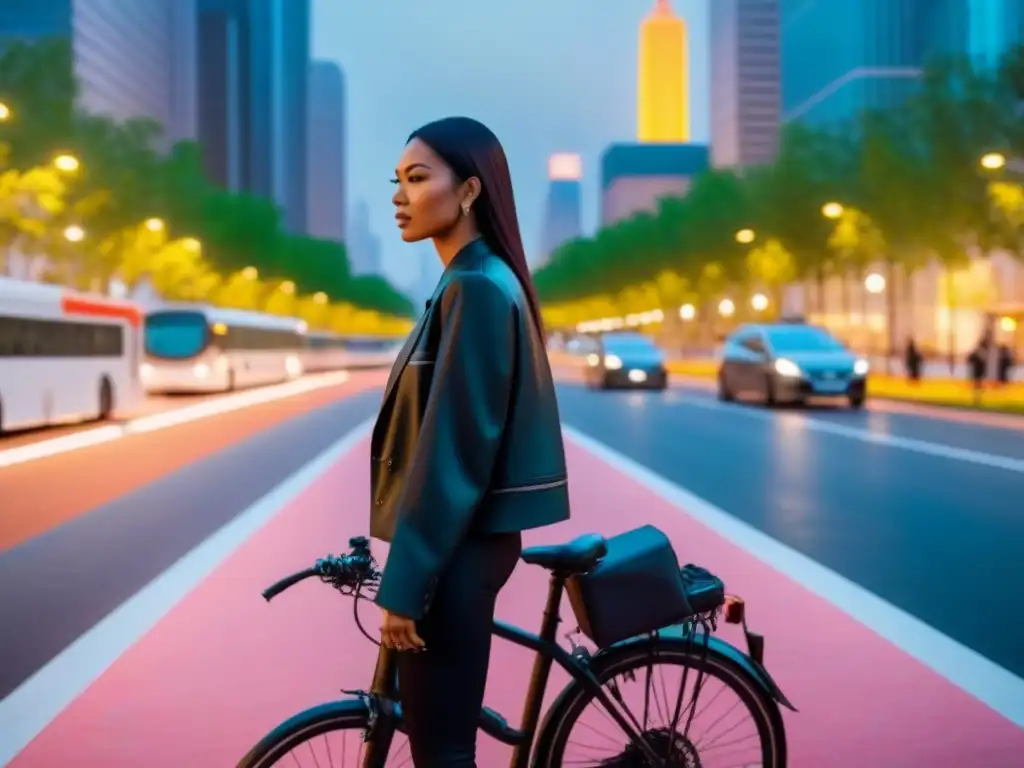 Metrópolis sostenible: modernidad y naturaleza en armonía Invertir en urbanización sostenible: Ciudad moderna al atardecer, con rascacielos iluminados y parques verdes