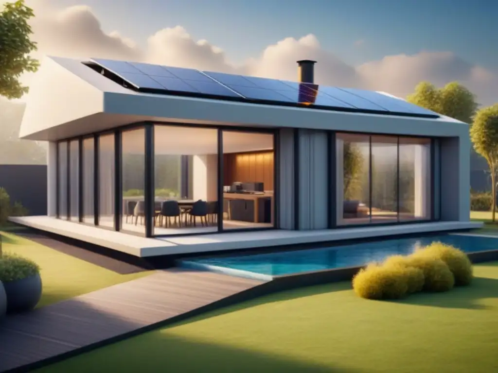 Construcción de Casa Futurista Sostenible con Impresión 3D Construcción sostenible con impresión 3D: Casa futurista en proceso de construcción rodeada de naturaleza y tecnología innovadora