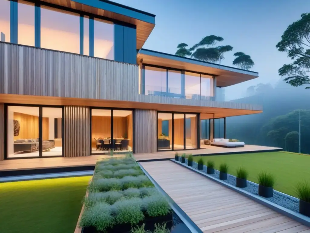 Edificio sostenible de madera: innovación y armonía con la naturaleza Construcción sostenible en madera con innovaciones eco-amigables y diseño bioclimático