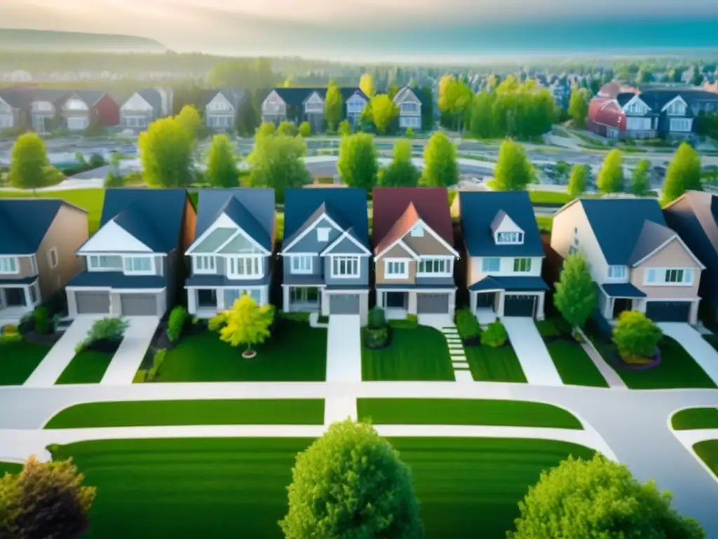 Vecindario vibrante: suburbio moderno en Canadá Invertir en suburbios de Canadá: Modernas casas y espacios verdes en comunidad vibrante