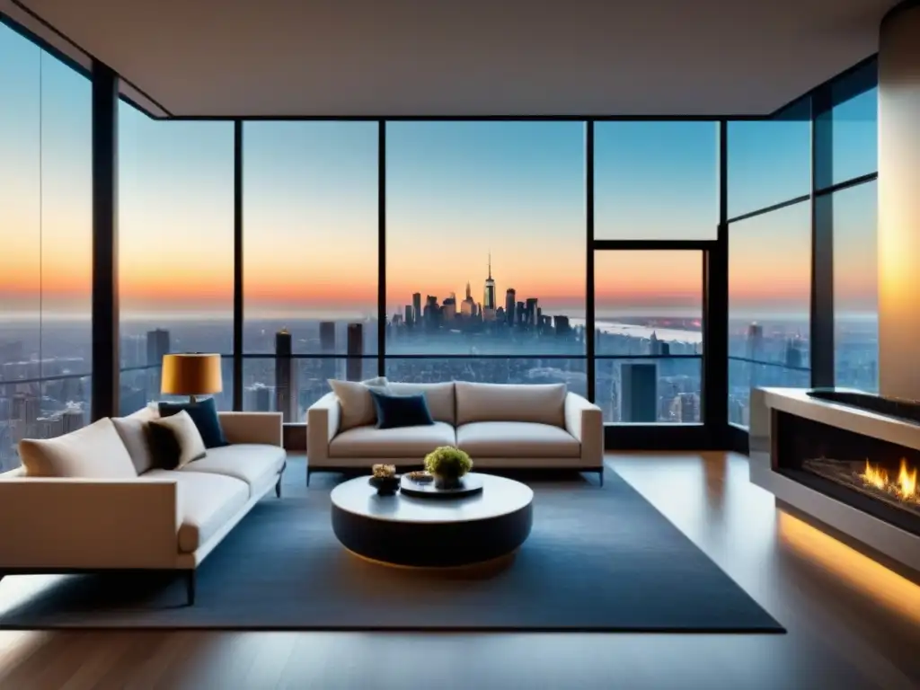 Penthouse de lujo con vistas panorámicas en la ciudad Suite de lujo con vista panorámica a la ciudad, mobiliario elegante y terraza privada