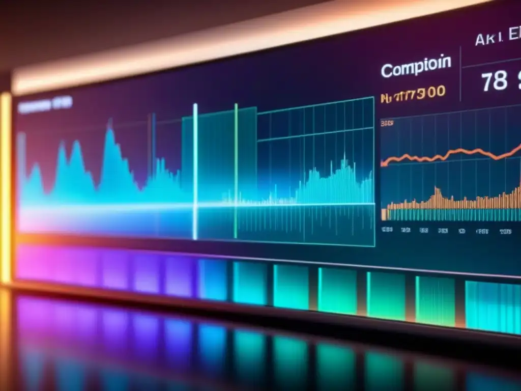 Panel de análisis financiero futurista en 8k Tablero financiero futurista con gráficos bursátiles en tiempo real para maximizar ingresos análisis rentas internacionales