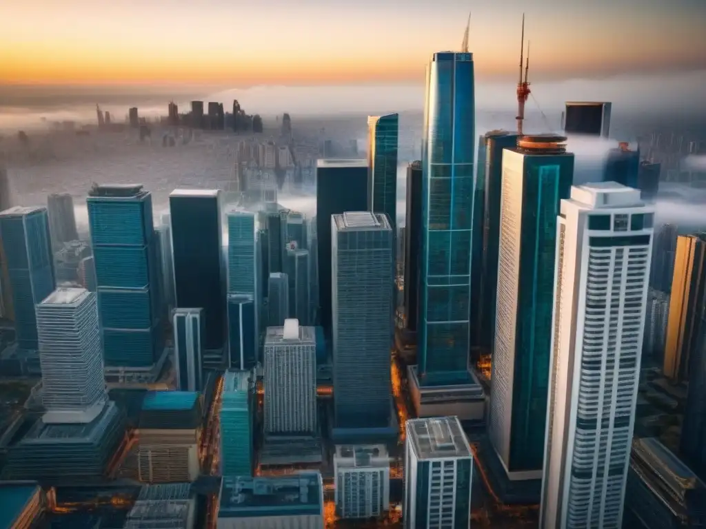 Cityscape futurista con diversidad urbana en 8k Tendencias demográficas en el mercado inmobiliario: Ciudad urbana moderna con diversidad de personas y rascacielos futuristas