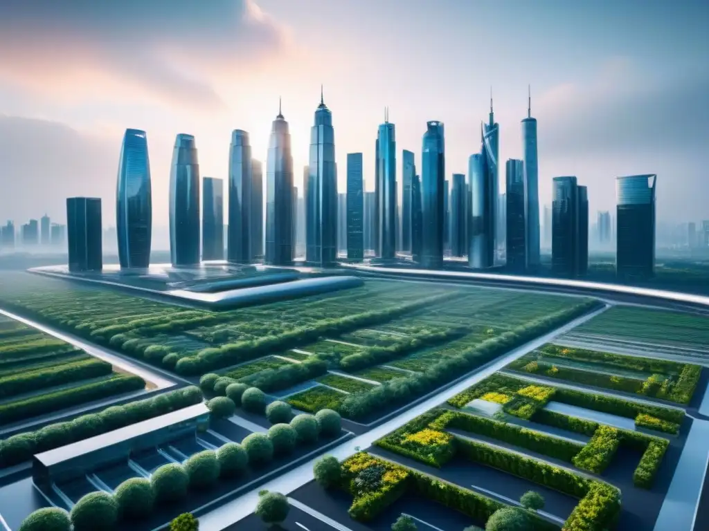 Cityscape futurista: arquitectura avanzada y tecnología en urbanismo Inversión en terrenos sin desarrollar: Skyline futurista con arquitectura avanzada y tecnología integrada