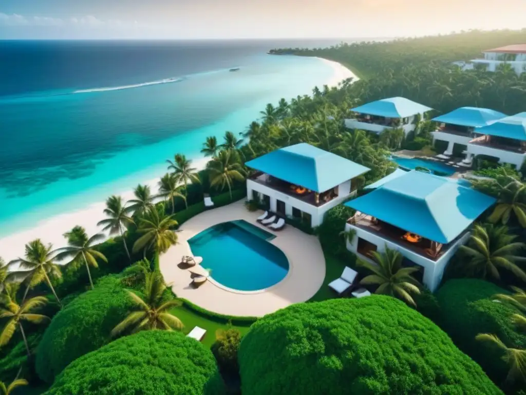Paraíso tropical: Resort de lujo frente al mar Invertir en tiempo compartido internacional: Exclusivo resort de lujo en paraíso tropical con aguas turquesas y villas con piscina privada