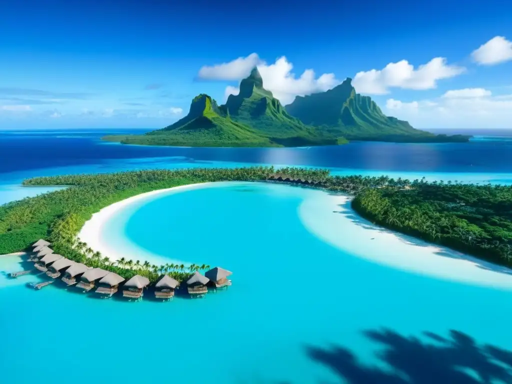 Paraíso en Bora Bora: propiedades de lujo con vistas al mar turquesa Invertir en tiempo compartido internacional: lujosas propiedades en Bora Bora, aguas turquesa y Montaña Otemanu al fondo