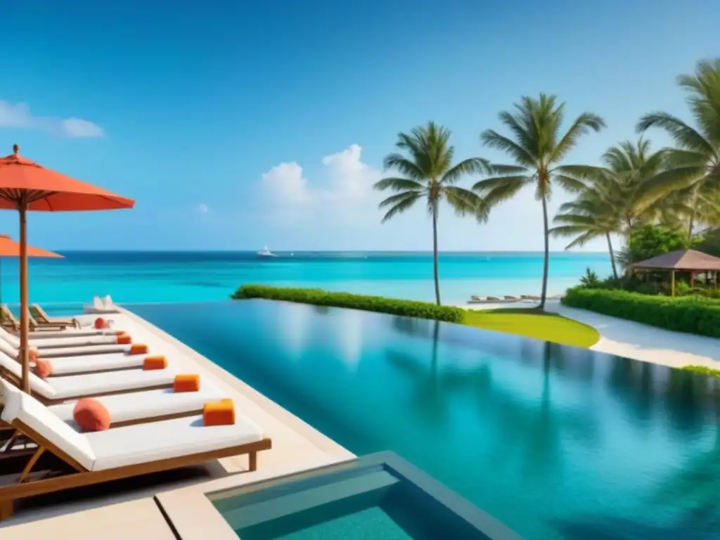 Resort de lujo frente al mar con diseño moderno y piscina infinita Inversión en tiempo compartido internacional: Resort de lujo en la playa con diseño moderno, piscina infinita y atardecer vibrante