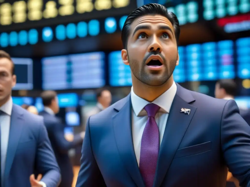 Intenso mercado bursátil global: traders en acción Traders en la bolsa de valores, gráficos financieros en tiempo real, simbolizando la naturaleza competitiva del mercado de fusiones internacional