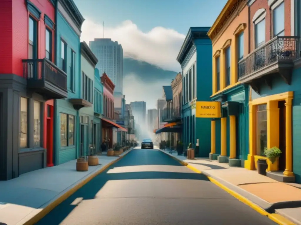 Transformación urbana: viejo y nuevo se encuentran en una calle vibrante Transformación urbana: contraste entre edificios antiguos y renovados