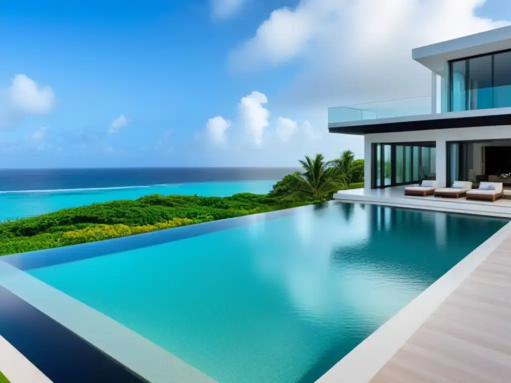 Villa de lujo frente al mar: arquitectura moderna y exclusividad Villa vacacional de lujo con arquitectura moderna y vistas al mar, tendencias globales villas vacacionales costa