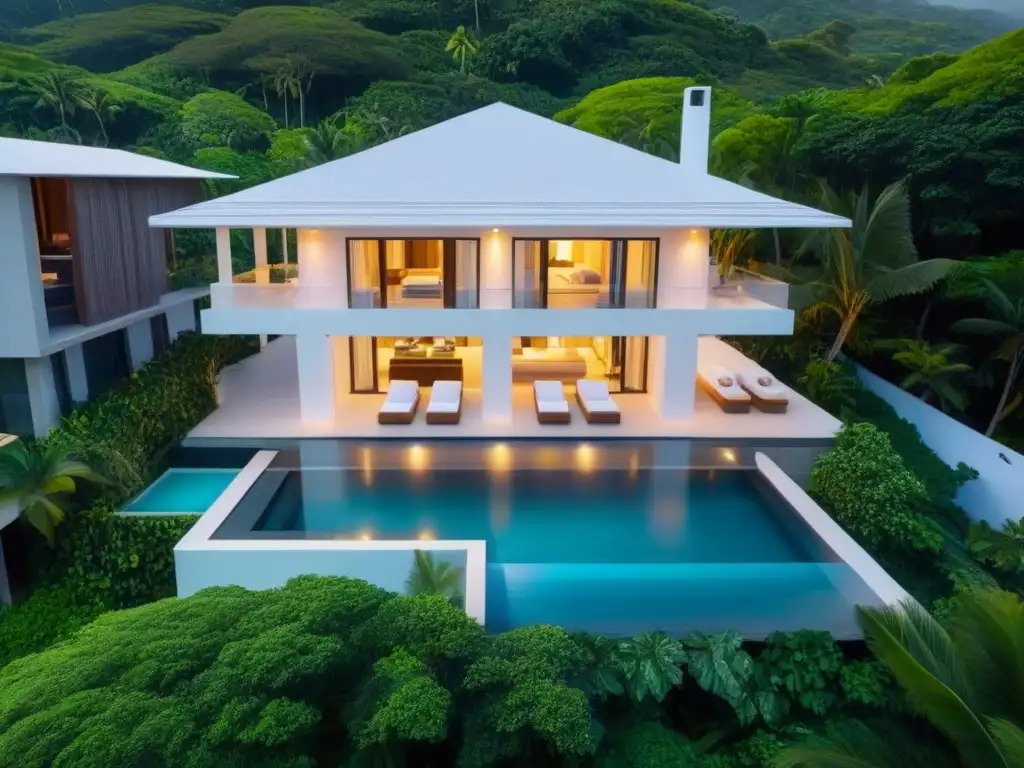 Villa de lujo frente al mar con piscina infinita privada Villa vacacional de lujo con piscina infinita, rodeada de naturaleza tropical y vistas al mar