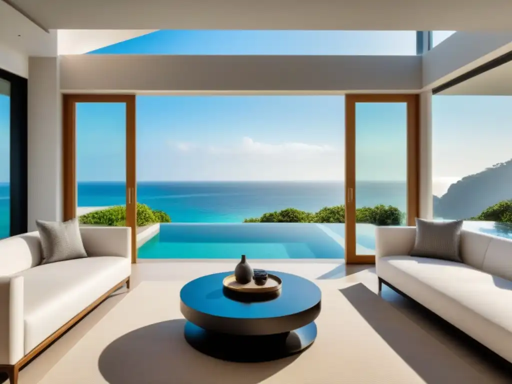 Villa de lujo con vista a la playa: sofisticación y relajación Villa vacacional de lujo con vista a la playa y diseño elegante