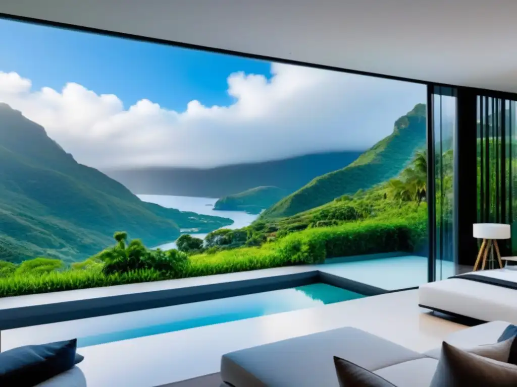 Casa de vacaciones futurista con tecnología inteligente Vacacional seguro: Lujosa propiedad de alquiler con tecnología inteligente integrada, exudando modernidad y eficiencia