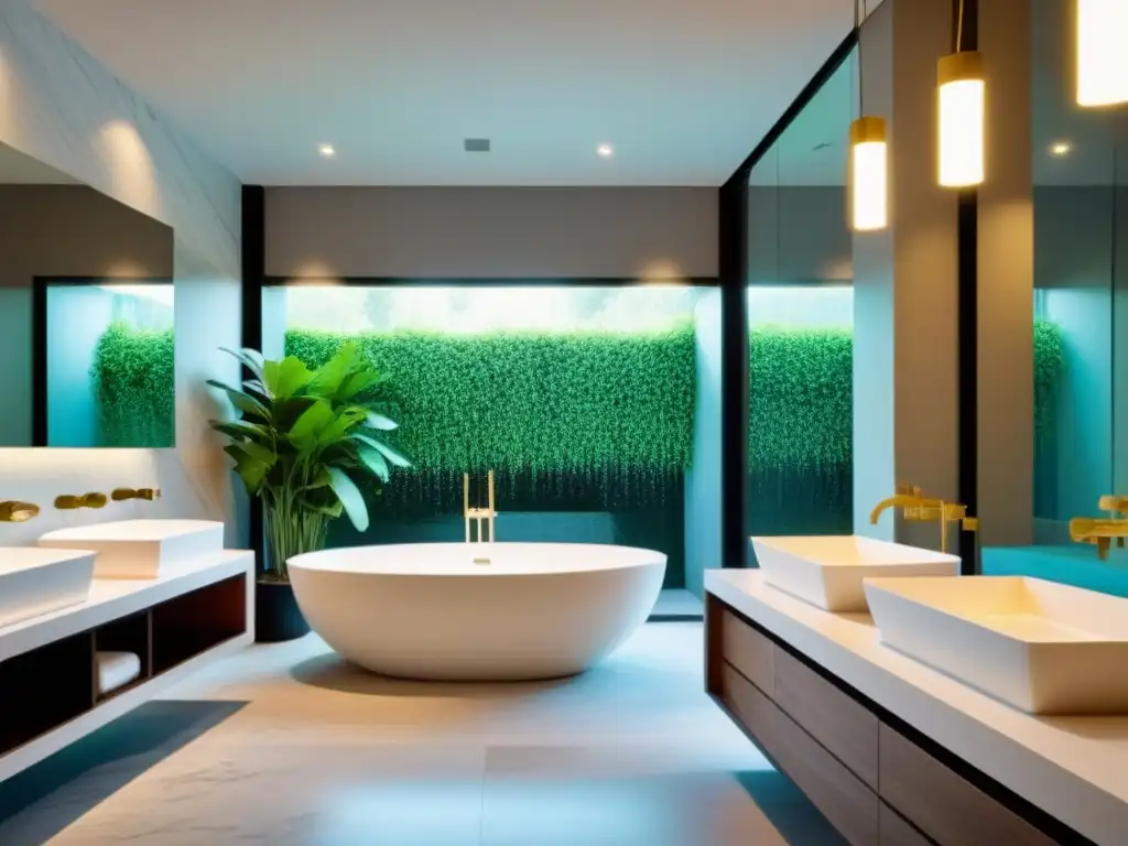 Renovación de baño lujoso: bañera independiente y ducha de lujo Renovación de baño aumenta valor propiedad: lujoso baño con bañera independiente, ducha de cristal, detalles de mármol y iluminación ambiental