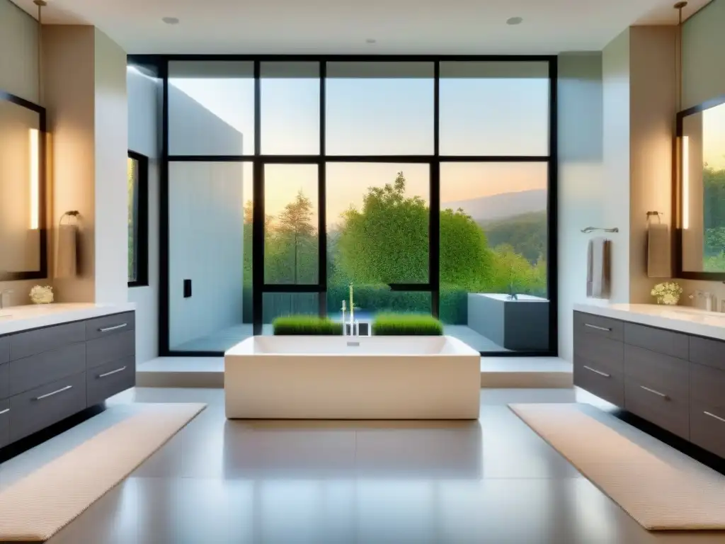 Renovación de baño de lujo: elegancia y sofisticación en cada detalle Renovación baño aumenta valor propiedad: Baño lujoso y moderno con detalles elegantes y luminosidad natural