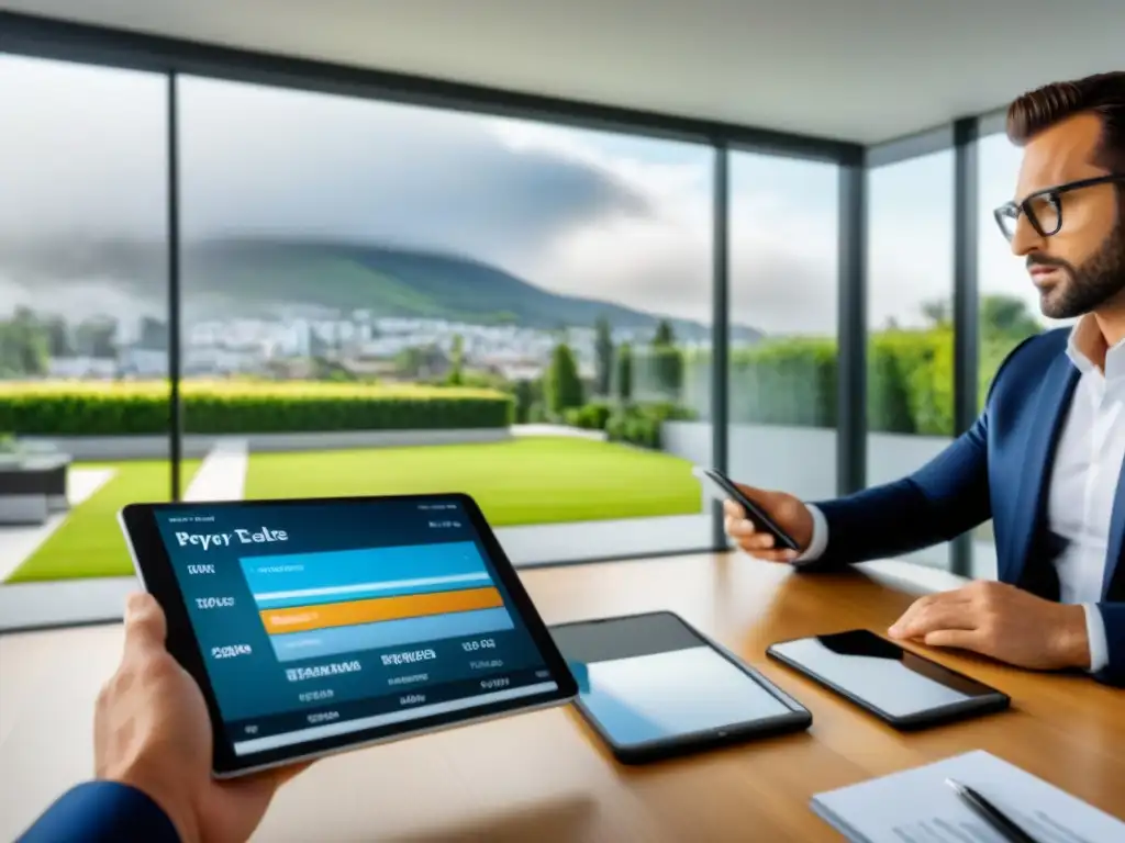 Negociación inmobiliaria: vendedor exitoso y comprador determinado Un vendedor exitoso y un comprador determinado en una escena inmobiliaria, reflejando la psicología en M&A