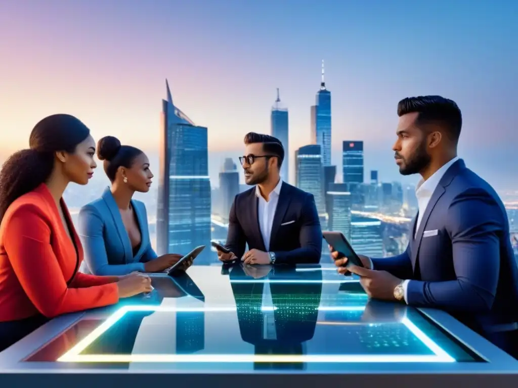Inversión inmobiliaria en la ciudad moderna: millennials empoderados Un vibrante atardecer en la ciudad moderna