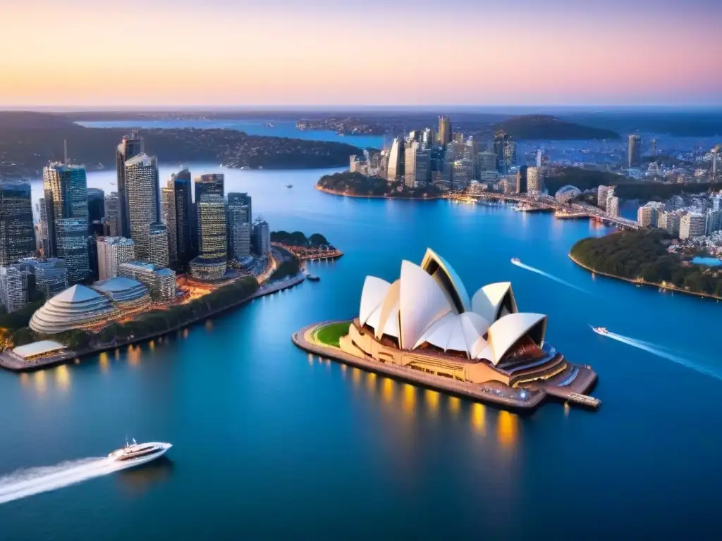 Esplendor urbano: Sydney al atardecer, Opera House y Harbour Bridge El vibrante boom inmobiliario en Sidney, Australia, cautiva a inversores con su icónico horizonte al atardecer