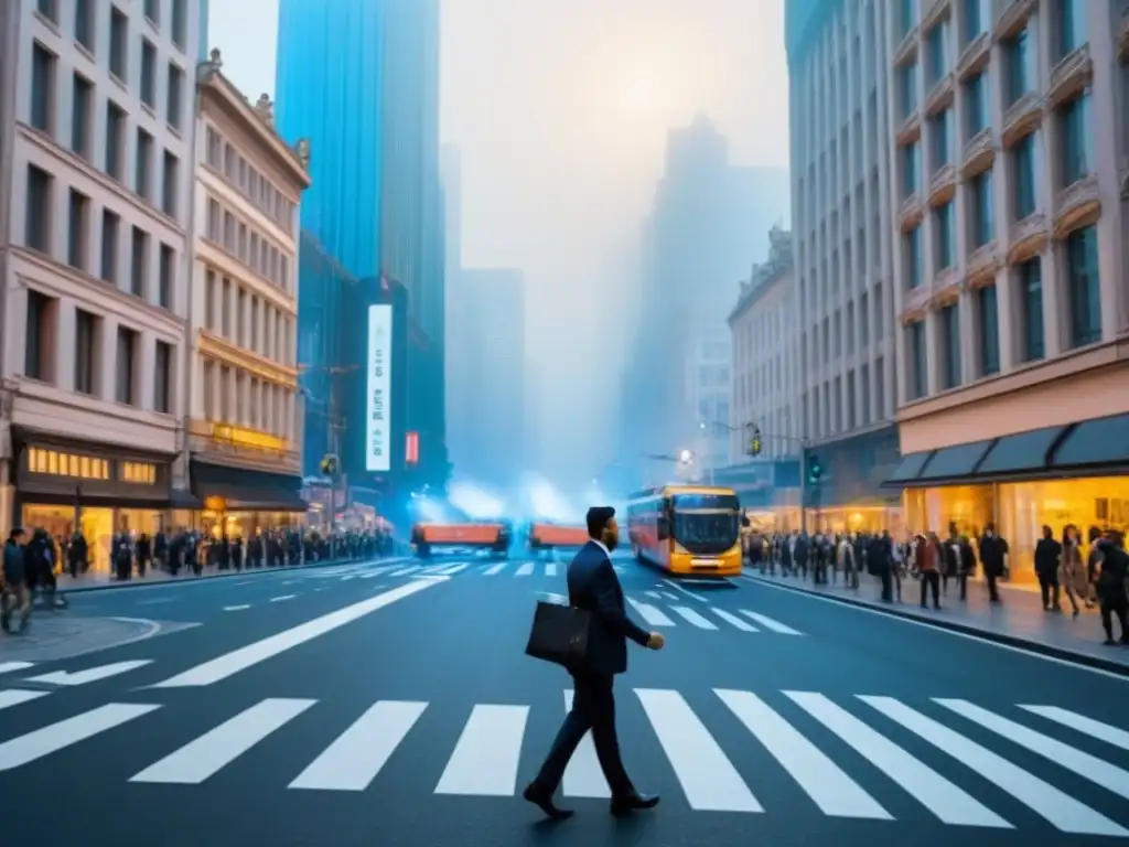 Vibrante calle de ciudad en economía en transición: diversidad y dinamismo Vibrante calle de ciudad en economía en transición, mezcla de edificios tradicionales y modernos
