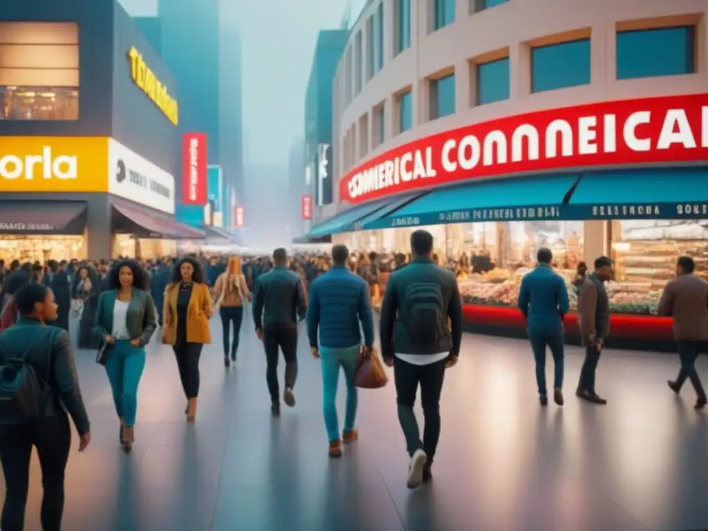 Centro comercial moderno: imagen 8k detallada y vibrante Vibrante centro comercial para invertir, con arquitectura moderna y multitudes