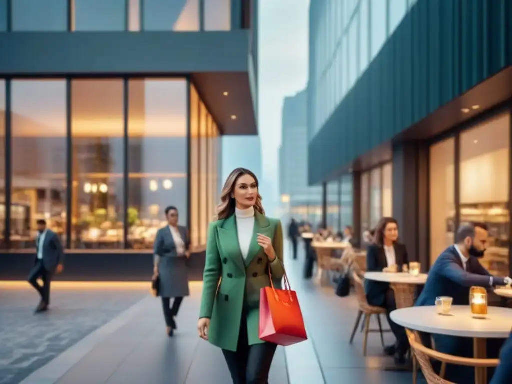 Centro comercial moderno y dinámico: negocios exitosos y compras vibrantes Vibrante centro comercial con arquitectura moderna y elegante, reflejando la ciudad