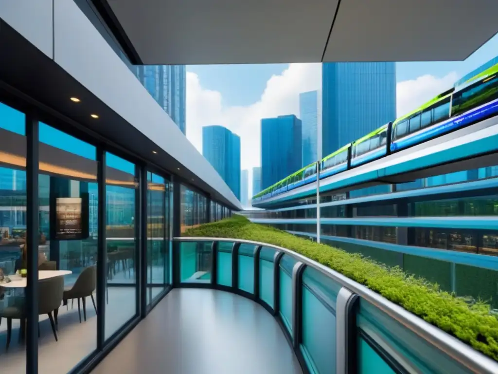 Desarrollo urbano futurista con oficinas, residencias y espacios comerciales vibrantes Un vibrante centro comercial que destaca por su innovación en el mercado inmobiliario