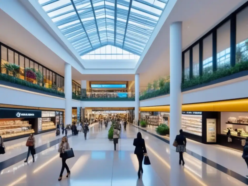 Centro comercial internacional vibrante: lujo, diversidad y estilo Un vibrante centro comercial internacional con lujo y diversidad