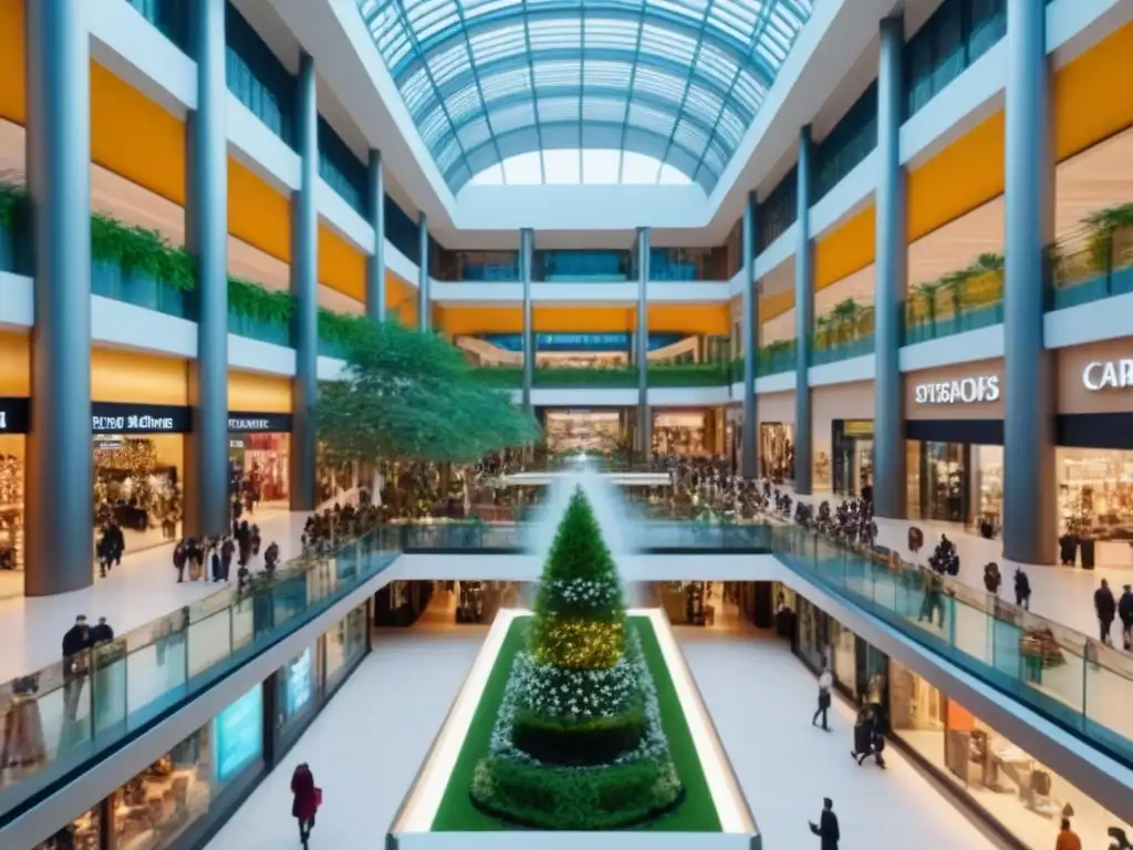 Centro comercial moderno y vibrante: escaparate de éxito y renovación en 8k Vibrante centro comercial moderno y concurrido, transmitiendo mejoras rentables en centros comerciales
