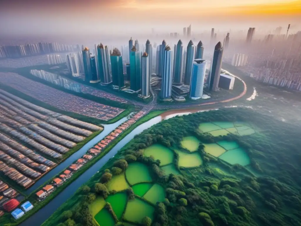 Horizonte urbano moderno en África Subsahariana: ¡Inversión vibrante y prometedora! Vibrante ciudad africana con rascacielos y naturaleza, ideal para inversiones inmobiliarias en África Subsahariana