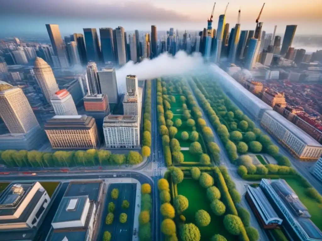 Transformación urbana: fusión arquitectónica en una ciudad vibrante Vibrante ciudad en transformación con arquitectura antigua y moderna, reflejando estrategias de revitalización inmobiliaria internacional