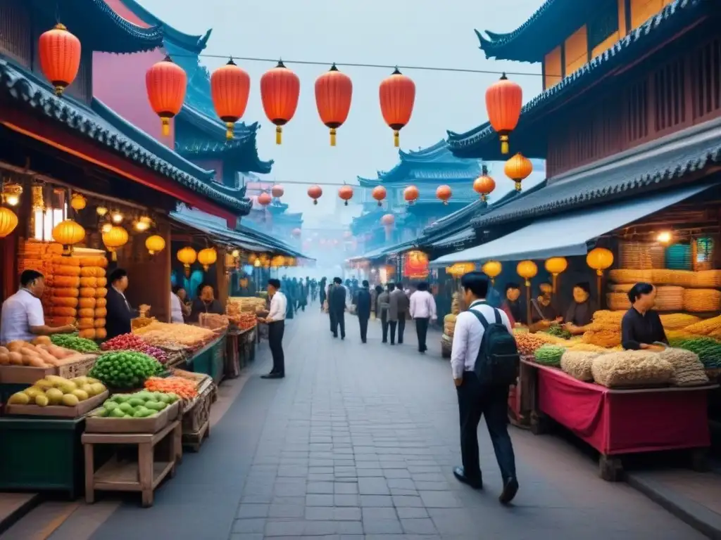 Escena urbana asiática: arquitectura tradicional y moderna en armonía Vibrante ciudad asiática con arquitectura tradicional y moderna