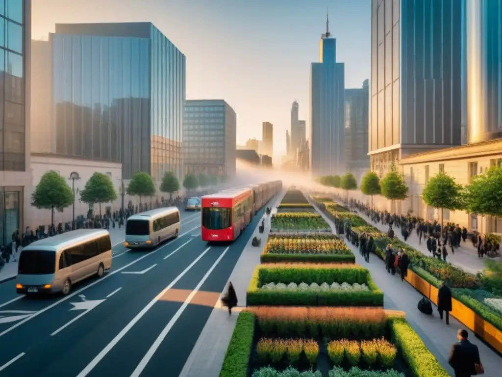 Metrópolis en transición: migración y arquitectura urbana Vibrante ciudad al atardecer, reflejando la diversidad arquitectónica y el impacto de la migración en el mercado inmobiliario