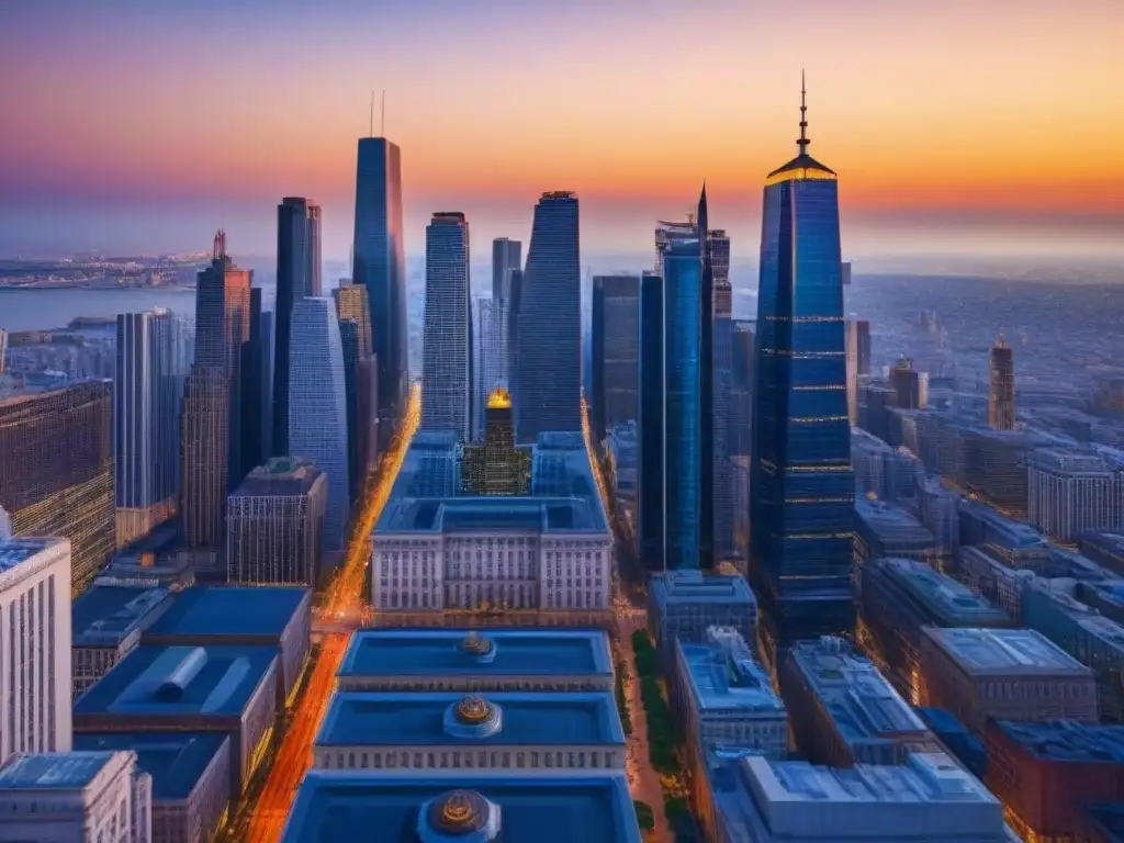 Horizonte urbano al atardecer: mezcla de modernidad y tradición en 8K Vibrante ciudad al atardecer con potencial inmobiliario en economías en transición