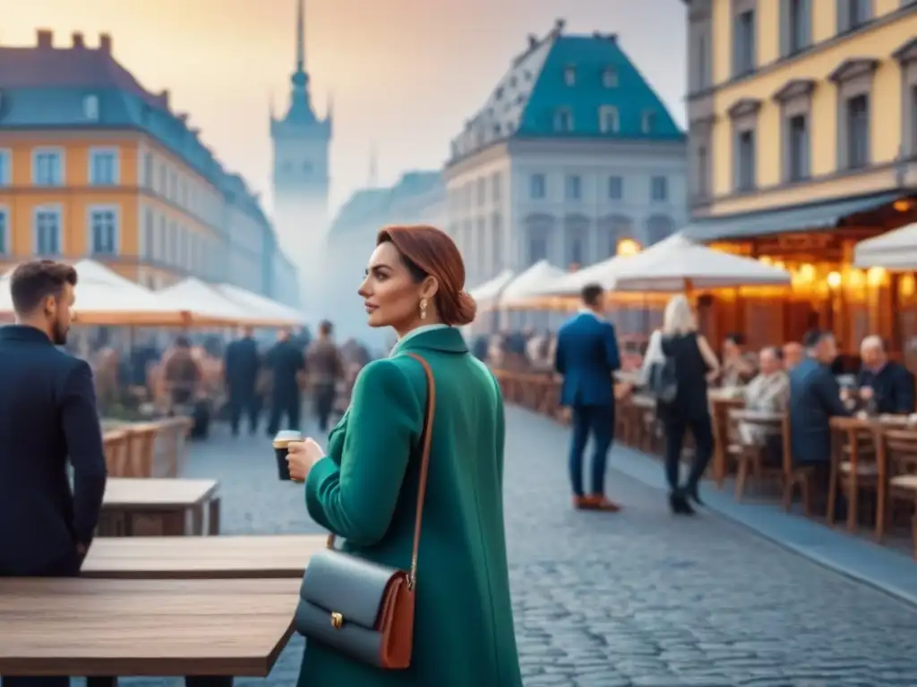 Cityscape vibrante en Europa del Este: fusión entre historia y modernidad Vibrante ciudad en Europa del Este: cafés, profesionales jóvenes, arte urbano y oportunidades de inversión en Europa del Este