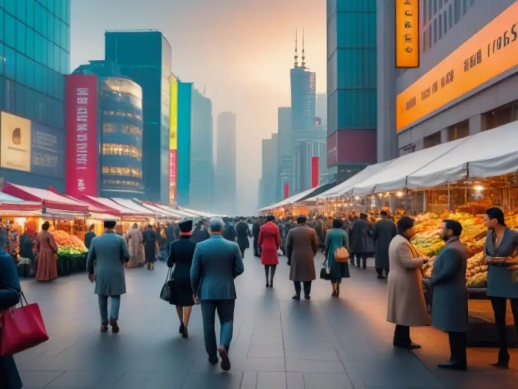 Metrópolis cosmopolita: migración y mercado inmobiliario internacional Vibrante ciudad cosmopolita al atardecer, reflejando migración y mercado inmobiliario internacional tendencias migratorias