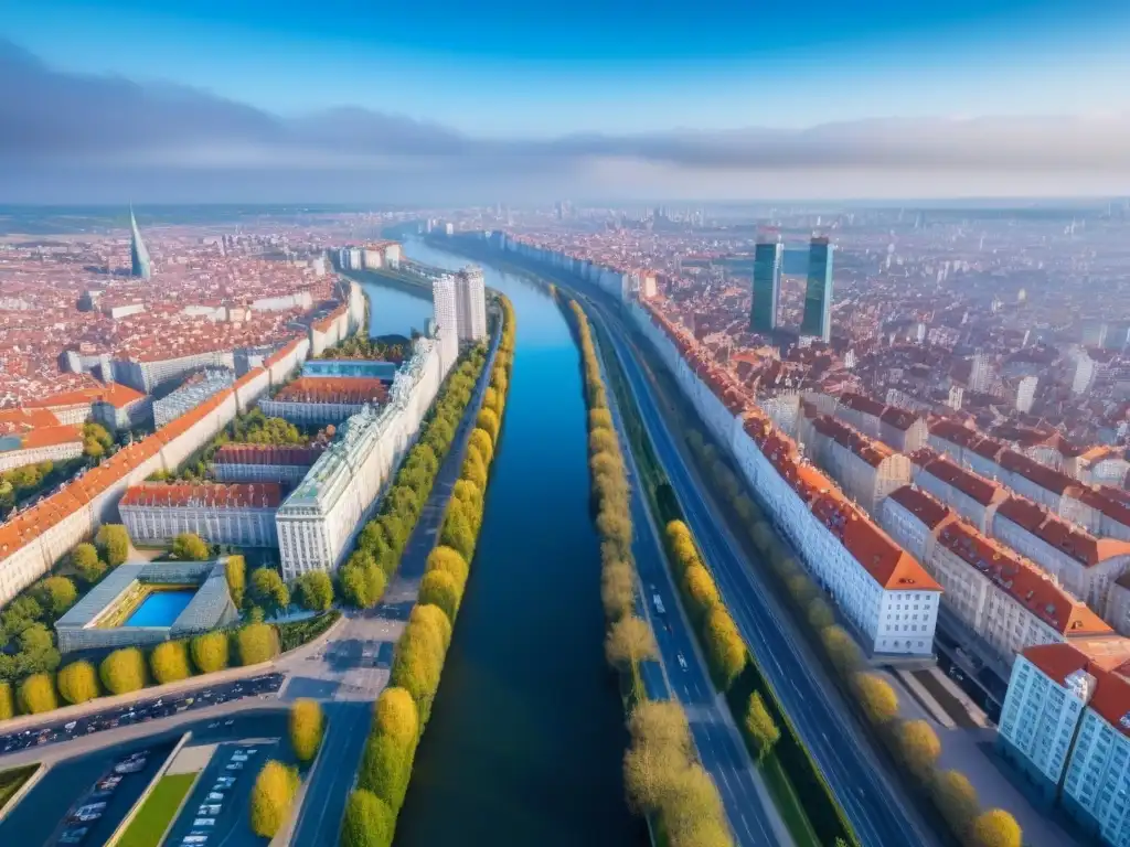 Vibrante ciudad en Europa del Este: desarrollo urbano y arquitectónico Vibrante ciudad en Europa del Este, reflejando el crecimiento del mercado inmobiliario
