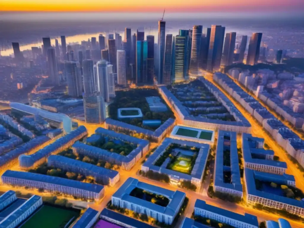 Metrópolis vibrante: crecimiento inmobiliario en la ciudad moderna Vibrante ciudad en crecimiento, con rascacielos modernos y calles bulliciosas