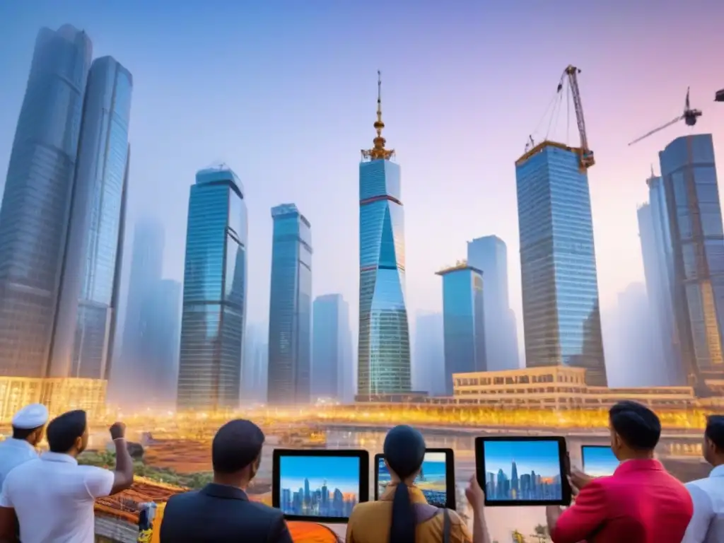 Vibrante escena urbana en país en desarrollo: inversión inmobiliaria y crecimiento Vibrante ciudad en país en desarrollo, inversión en inmuebles países desarrollo